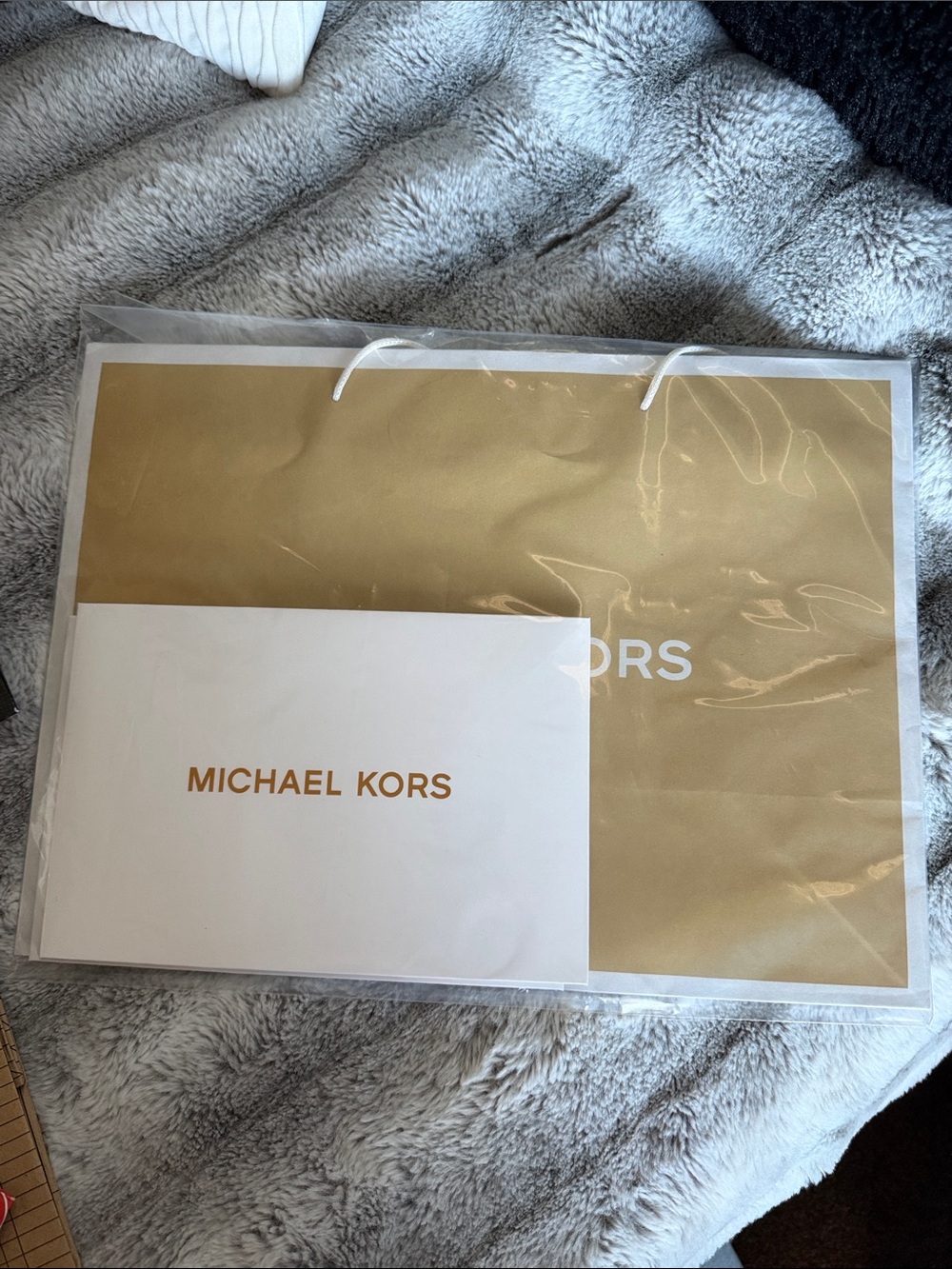 Michael Kors Gold and White Gift Bag with Logo Box